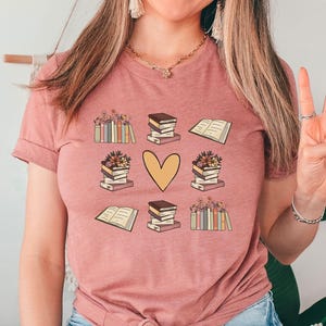 Book and Flowers Tee, Reading TShirt, Librarian Shirt, Bookish, Funny Reading Shirt, Cute Graphic Tees, Read Shirt, BookClub Shirt, bookworm
