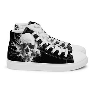 Custom Skull Men’s High Top Canvas Chuck Shoes, Gothic Converse Sneakers