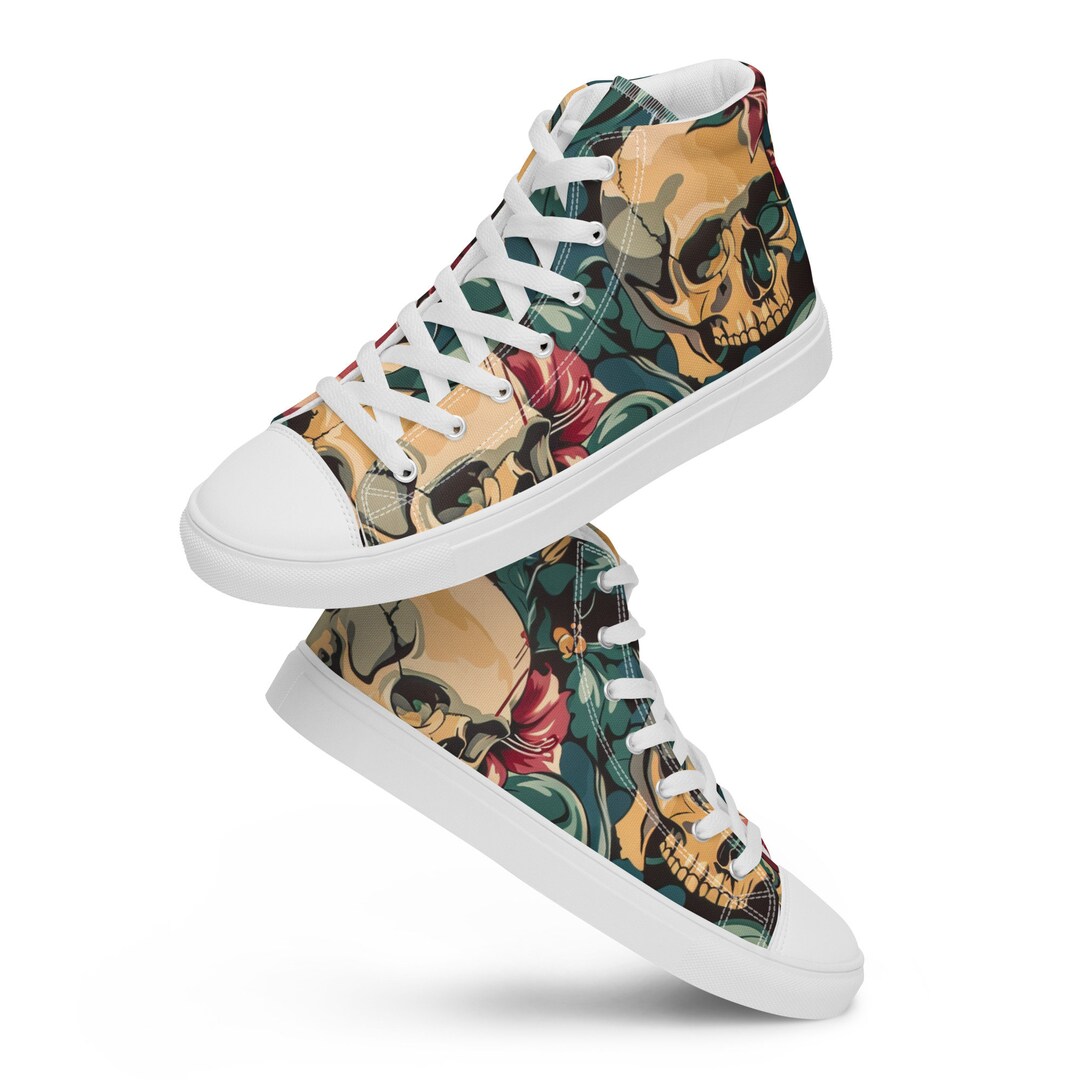 Pink Sugar Skull Floral Women's High Top Shoes