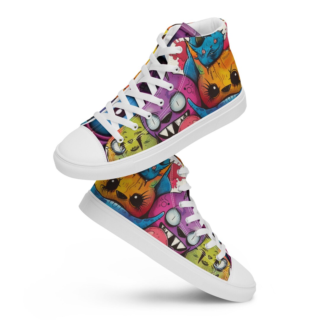 Abstract Comic Bubble Graffiti Print Men's Low Top Shoes