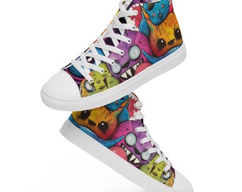 Zapatillas Chuck Taylor de lona de caña alta para hombre con estampado de grafiti y garabatos de pesadilla