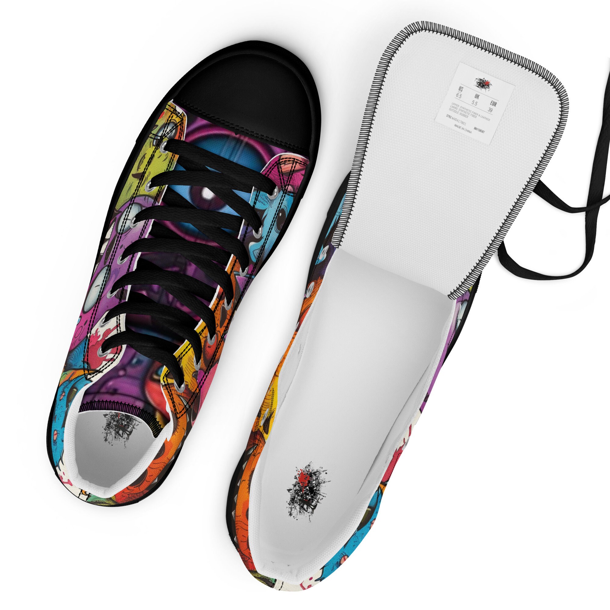 Nightmare Graffiti Doodle Women's High Top Chuck Canvas