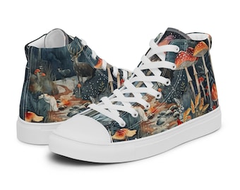 Celestial Mushroom Forest Women’s High Top Chucks Canvas Shoes