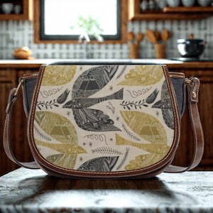 Bolso bandolera de piel vegana estilo boho con diseño de pájaros para mujer