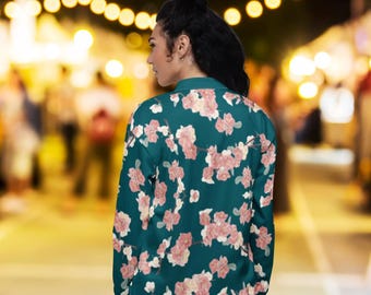 Jade Japanese Garden-bomberjack dames, boho chic atletisch jack