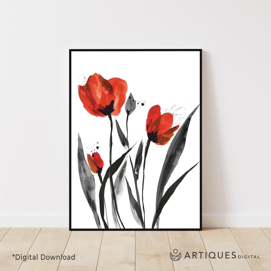 Tulip Watercolor Digital Download Tulip Digital Art Print Watercolor ...