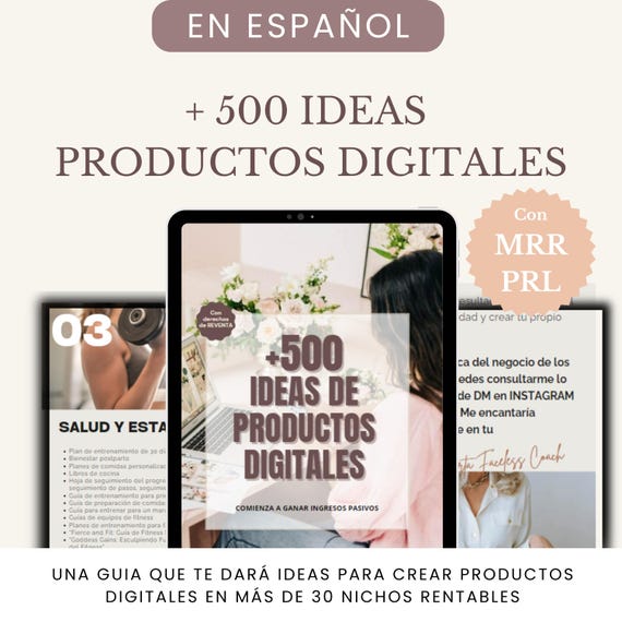 Ideas de Productos Digitales para Reventa +500  | PLR en Español | Editable en Canva | Ingresos Pasivos