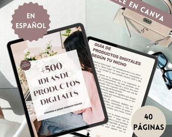 Guía con más de 500 ideas de productos digitales para 30 nichos de negocio, en español. Con derechos de venta PLR MRR