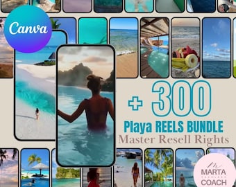 Über 300 Videos zum Thema Strand/Reisen für Instagram Reels. Videos ohne Gesicht, MRR, PLR, digitale Produkte, PLR-Vorlagen, Dfy, Canva