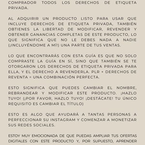 May include: A Spanish language text document with the title "Derechos de Reventa" which translates to "Resale Rights". The text explains the rights granted to the buyer of a digital product, including the right to resell the product and keep all profits.