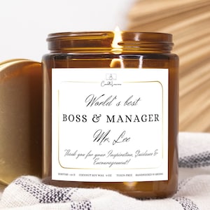 Worlds best Boss & Manager Candle personalized, boss gift, manager gift, best boss ever, gift from employee, boss day, thank you candle 9oz