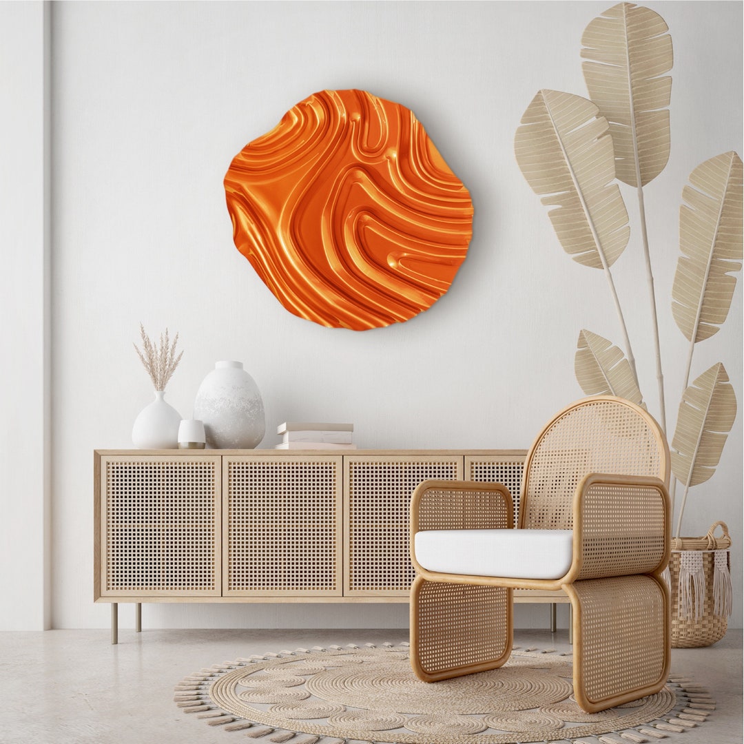 Wall Art Over Couch , Contemporary Wall Art Ideas , Orange Wall Art