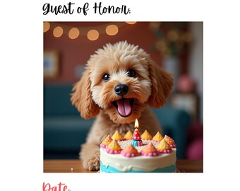 You're invited to a Puppy Party digital invitation, puppy pawty invitation, digital dog party invitation, doodle birthday dog invitation,