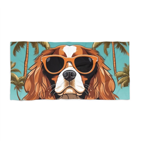 Beach Towel, cavalier king charles spaniel gift, pet gift, beach towel gift, dog mom, dog dad, pool towel, towel, dog towel, fun pet towel.