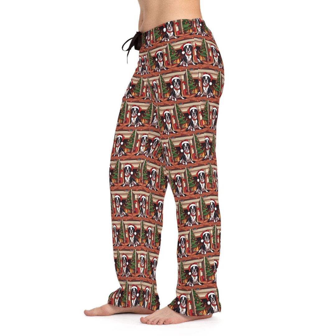 Boston Terrier Women's Pajama Pants, Comfy Drawstring PJ Bottoms, Dog ...
