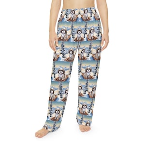 Winter Shih Tzu Women&#39;s Pajama Pants, Dog Lover Gift, Holiday Sleepwear, Cute Cartoon Pajamas, Comfy Lounge Wear