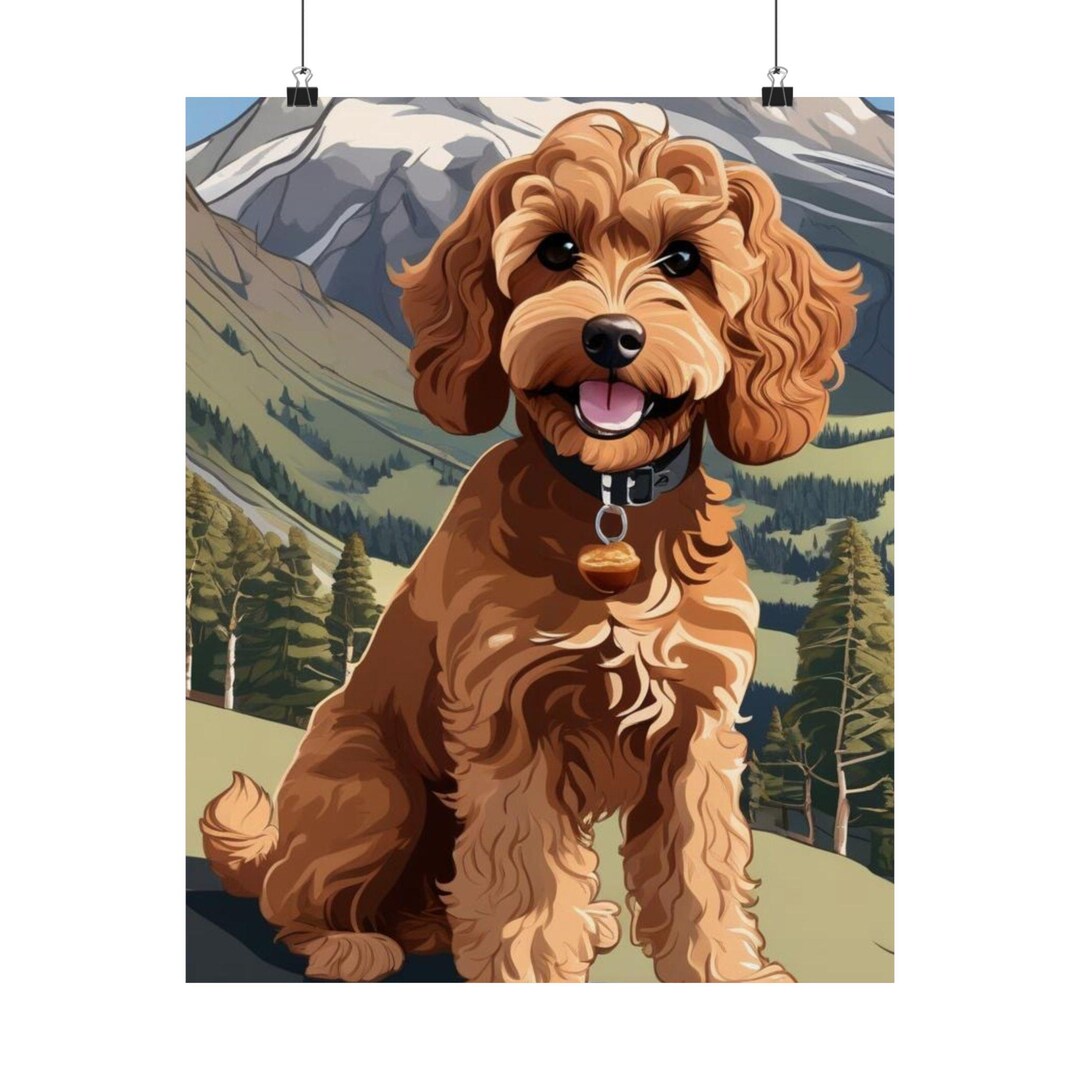 Vertical Poster, Cavapoo Dog Outdoor Scene Wall Art, Matte Print ...