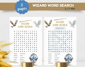 Wizard Word Search, Printable Wizard Party Games, Wizard Party Activity, Wizard School Game, Magic School Game,