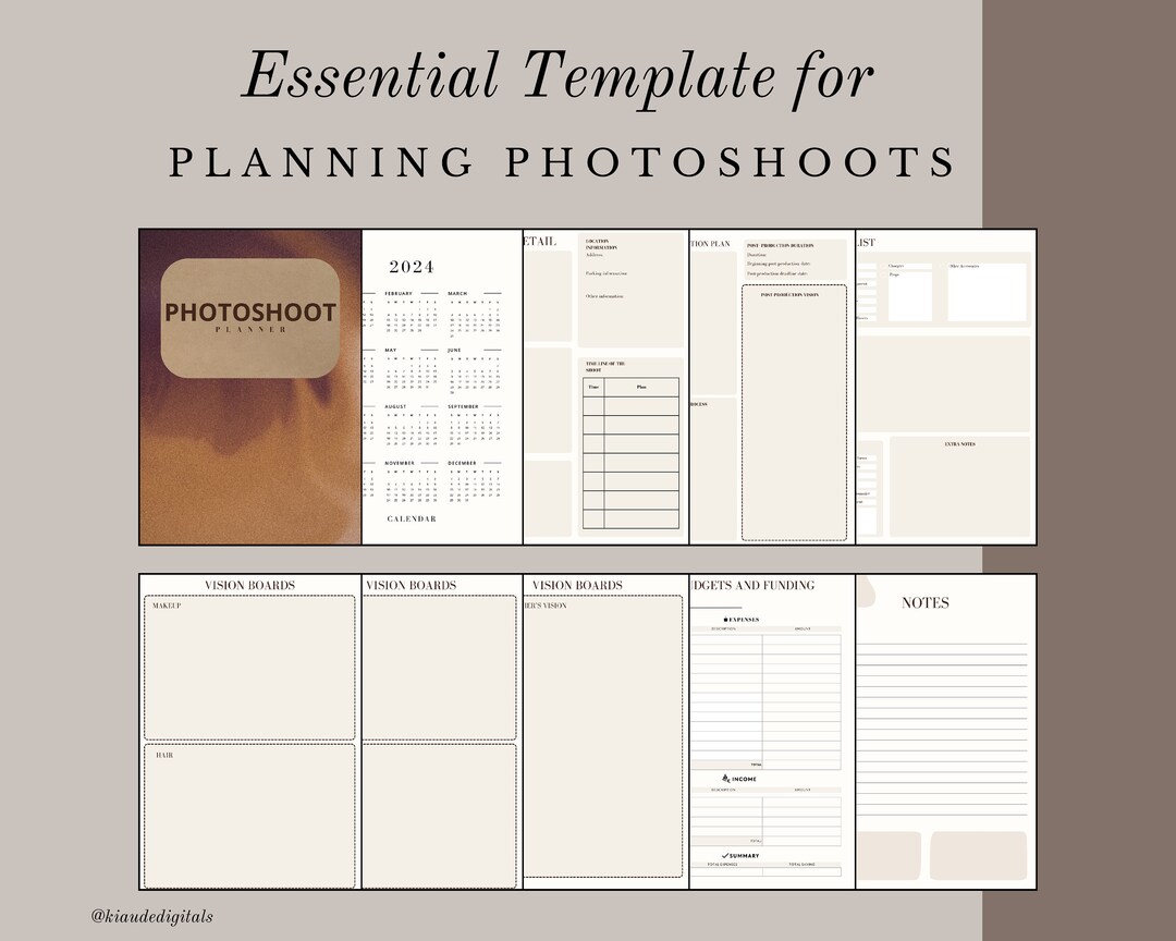 A4 Printable Photoshoot Planner, 2024 Version - Etsy