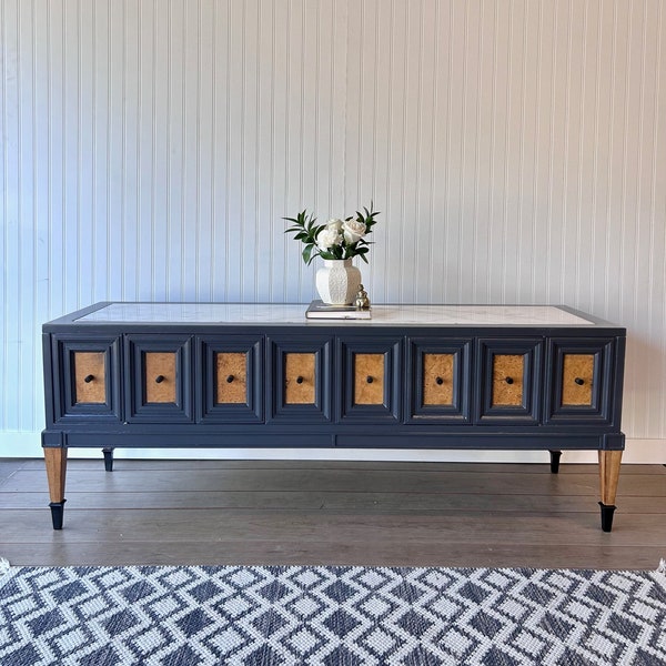 Refinished Mid-Century Media Stand, TV Stands, Side-Bench, Low Cadenza