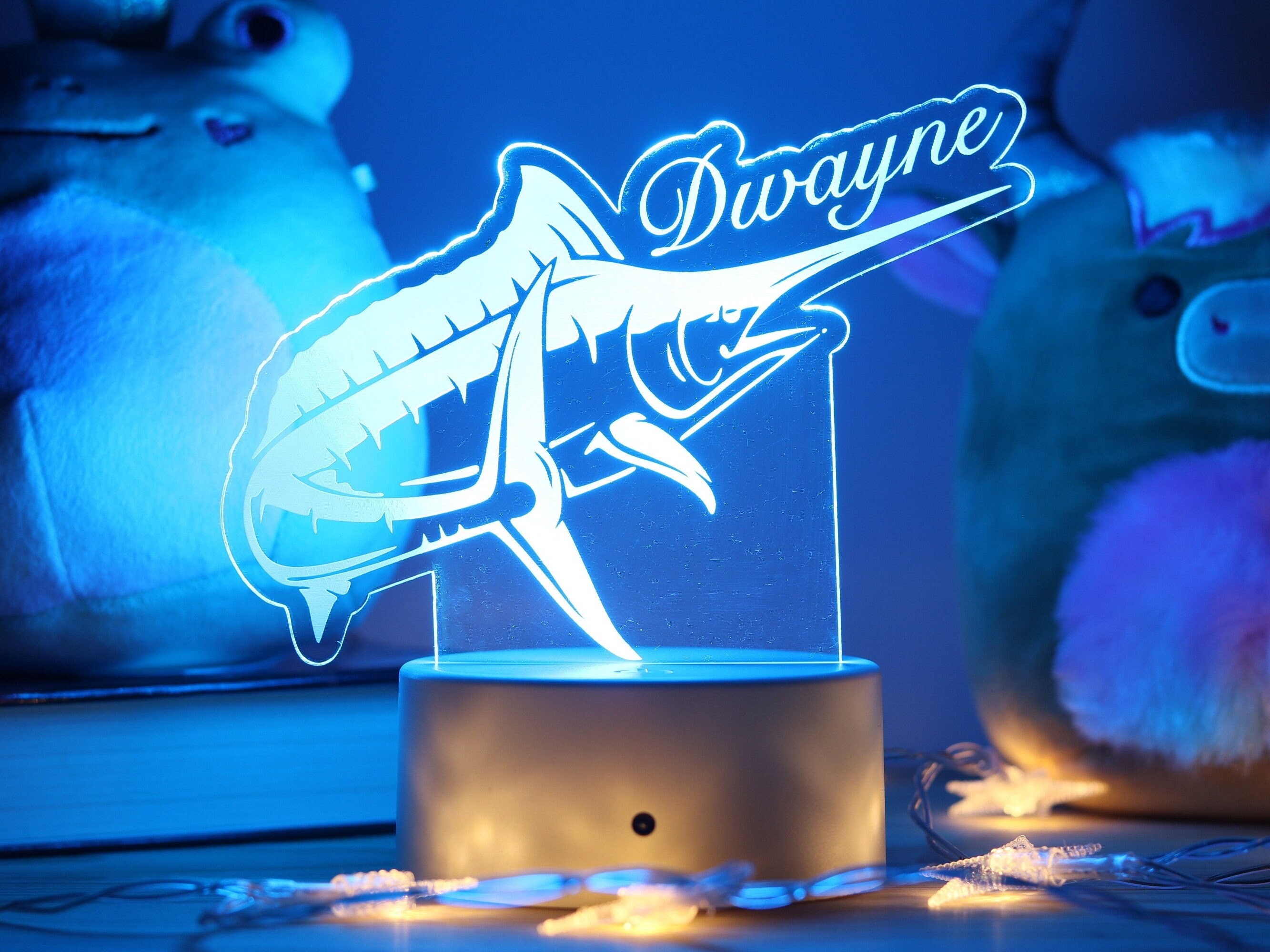 Swordfish Animal Night Light Multicolored Unique Fish Design Acrylic ...