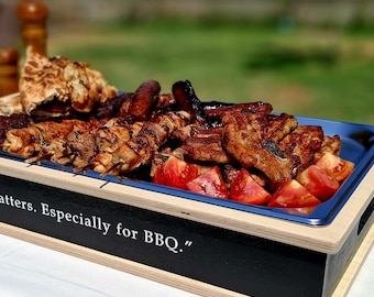 XXL Grilltablett mit Deckel: Handgemachte Rustikale Grillmeister CouchBar
