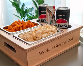 Personalized Couch Snack and Drink Holder: Movie Night Gift