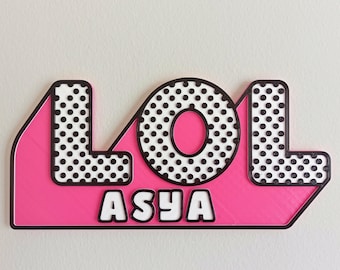 LOL Personalized Name Sign | Cartoon Themed Door Decoration | Children&#39;s Room Birthday Decorations | Kids Room Decor | Door Sign