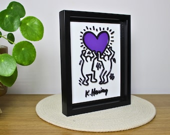Keith Haring Heart 3D Printed Wall Art: Vintage Decor