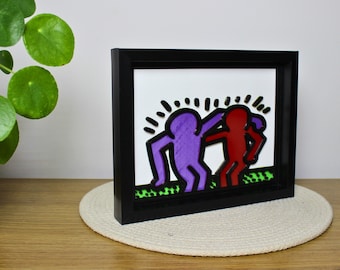 Keith Haring Best Buddies | 3D Printed Wall Art | Vintage Art Decor | Keith Haring Art | Wall Decor | Table Decor | Home Decor