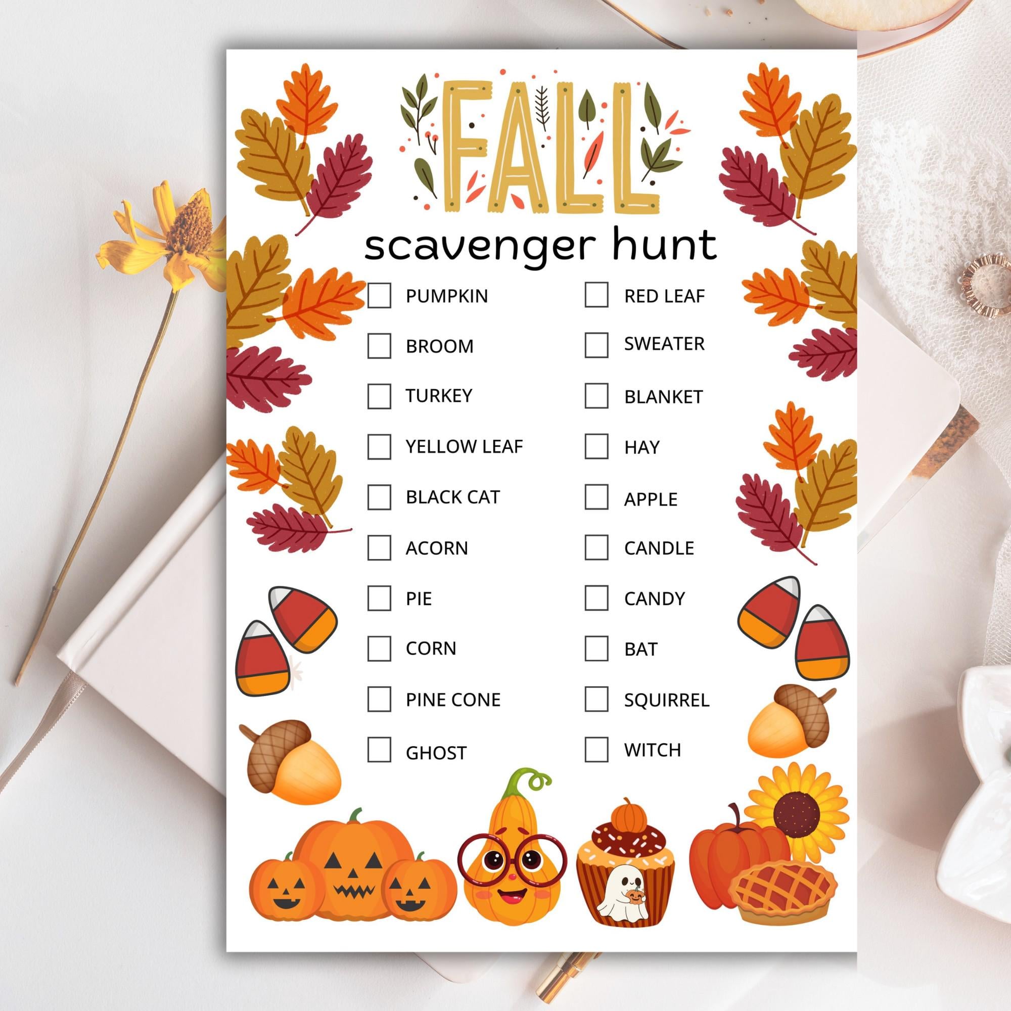 Fall Scavenger Hunt Printable PDF | Autumn Treasure Hunt Activity ...