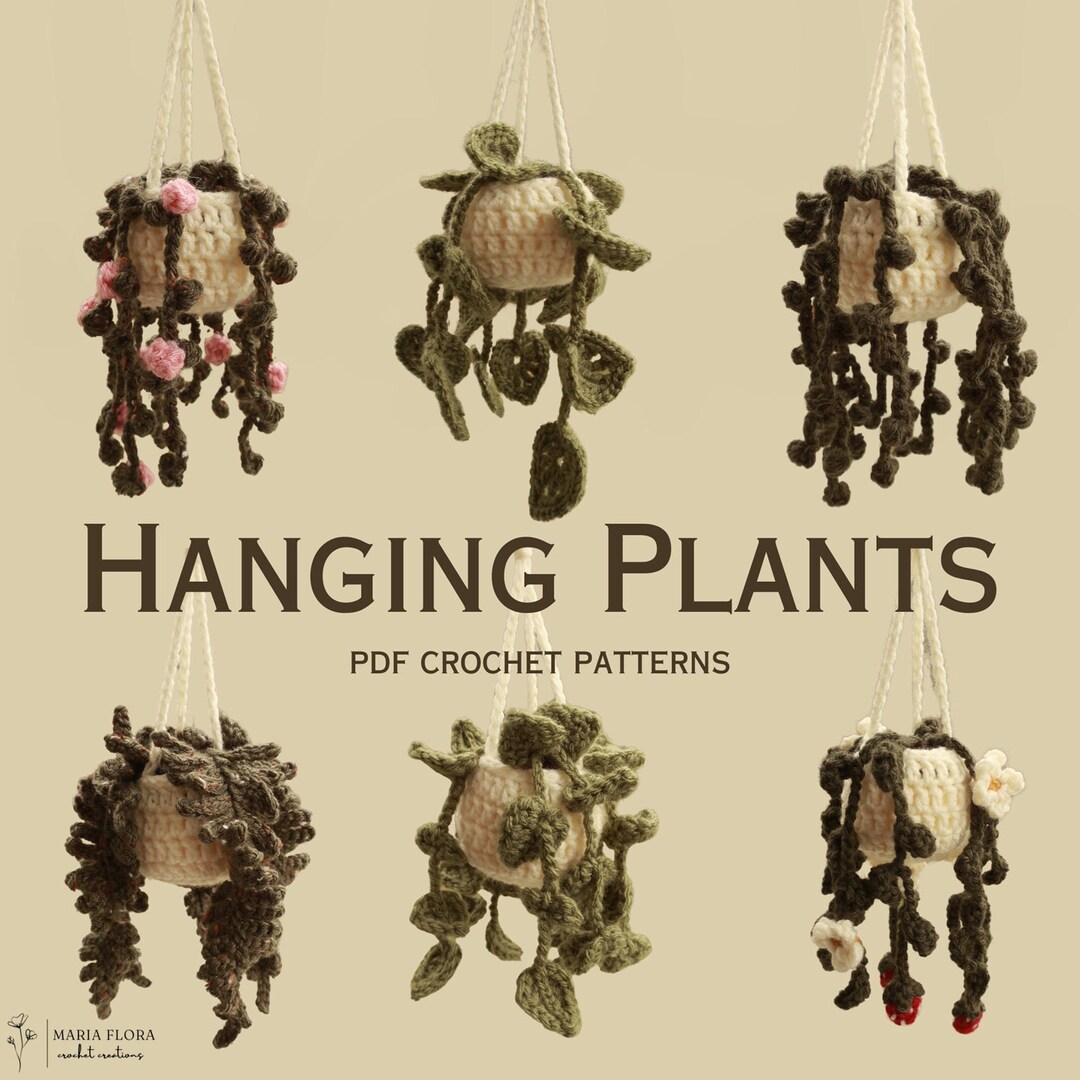 Crochet Hanging Plant PDF Pattern 6 IN 1, Monstera, Pothos, Fern ...