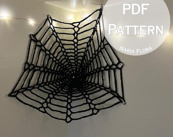PATRON PDF au crochet en toile d'araignée, guide de tricot facile pour la décoration des fêtes d'Halloween, tutoriels en téléchargement rapide, idée de crochet fantasmagorique, Maria Flora