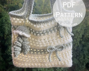 Sac en filet méduse chérie MOTIF PDF, sac à main fourre-tout d'été au crochet, cadeau en tricot, cadeau féerique, anniversaire, mignon, téléchargement, cottagecore