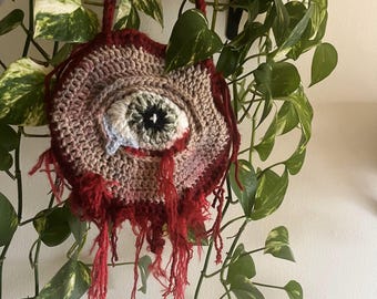 Weeping Eye Bag, CUSTOM Crochet, Grunge, Emo Purse, Halloween Tote Bag, Aesthetic Gore, Unique Knit Inspo, Alternative Decor, Maximalist