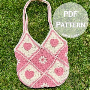 Rosa Sweetheart Tote Bag PDF MUSTER, Häkeltasche, Rosa Häkeltasche, Geschenkbeutel, Valentinstag, süsses Häkelmuster
