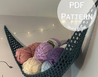 Hamac en filet au crochet, Organiseur de fil à suspendre pour la chambre, Modèle facile au crochet, Organiseur de cordes, Crochet, Amigurumi, Crochet Maria Flora