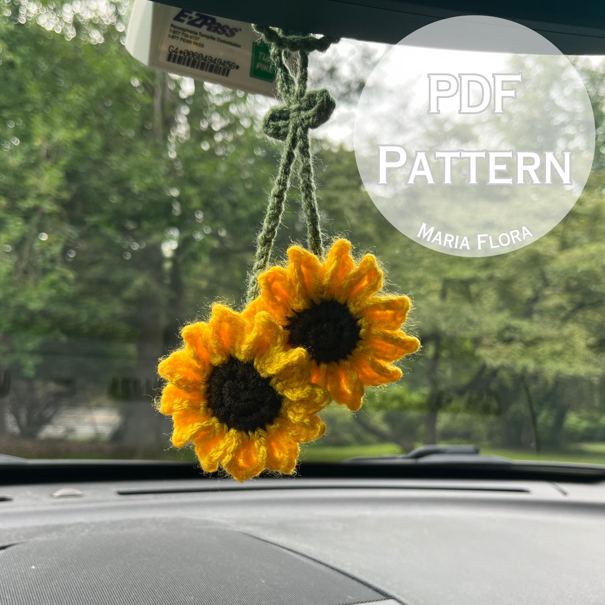 Crochet Sunflower Harry Styles PDF PATTERN, Mirror Hanger for Car, Knit Flower Keychain, Flower Decor Inspo, Easy Decoration, Nature Daisies