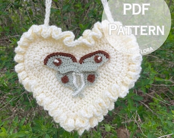 Sac coeur papillon éthéré MOTIF PDF, crochet entomologique, fourre-tout en tricot papillon, sac à main facile à télécharger, lunaire, monarque, nature, cottage, fée