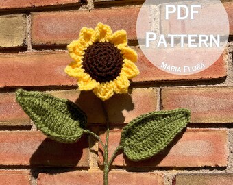 Sunflower Crochet PDF PATTERN, Simple Easy Flower Crochet 3D Piece, Knitted Flower Guide, How To Crochet A Sunflower, Daisy, Tulip, Flower
