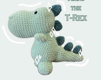 PATRON PDF Rexi le T-Rex, guide au crochet dinosaure, tyrannosaure rex, peluche dinosaure, téléchargement amigurumi, peluche en tricot, cadeau
