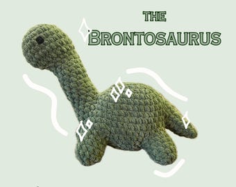 Bronti le brontosaure modèle PDF, guide de crochet de dinosaure, brachiosaure, peluche de dinosaure, téléchargement d'amigurumi, animal en peluche de tricot, cadeau