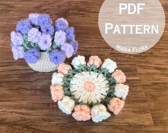 Flower Coaster Crochet PDF PATTERN, Floral Knit Design, Home Decor, Yarn Gift, Valentine&#39;s Day, Mother&#39;s Day, Easy Decoration, Download