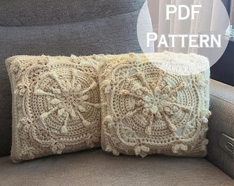 Oreiller au crochet élégant modèle PDF, décoration en tricot fantaisie pour la maison, tutoriel à télécharger Amigurumi, joli, esthétique, mignon, beau, intermédiaire