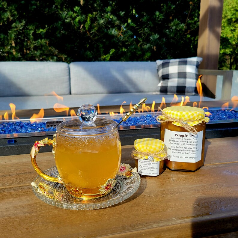 Cup of tea made from small jar of Tripple P flavor