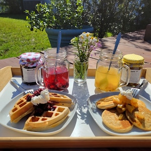 Baked Teas used as a hot tea and as a waffle/pancakes topper