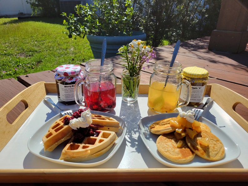 Baked Teas used as a hot tea and as a waffle/pancakes topper