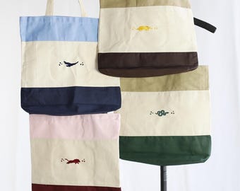 Embroidered House Pride Canvas Tote Bag - Open Top, No Zipper - Badger, Snake, Eagle, Lion