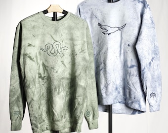 Embroidered House Crewneck w/ Sleeve Details - Comfort Colors Color Blast