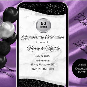 Invitation numérique pour mariage, anniversaire, carte de fête spéciale, événement spécial, modèle de téléphone pour invitation, invitation à une fête personnalisée